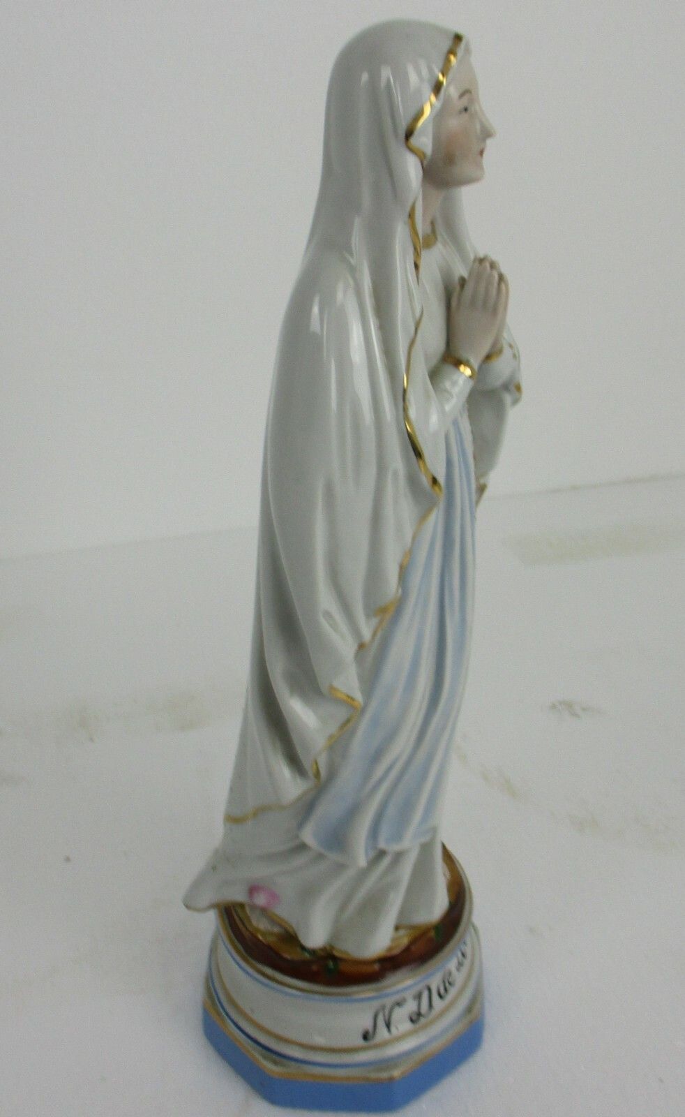 Porcelain Bisque Statue Virgin Mary Our Lady Of Lourdes French 15.74" Gorgeous photo 278.0