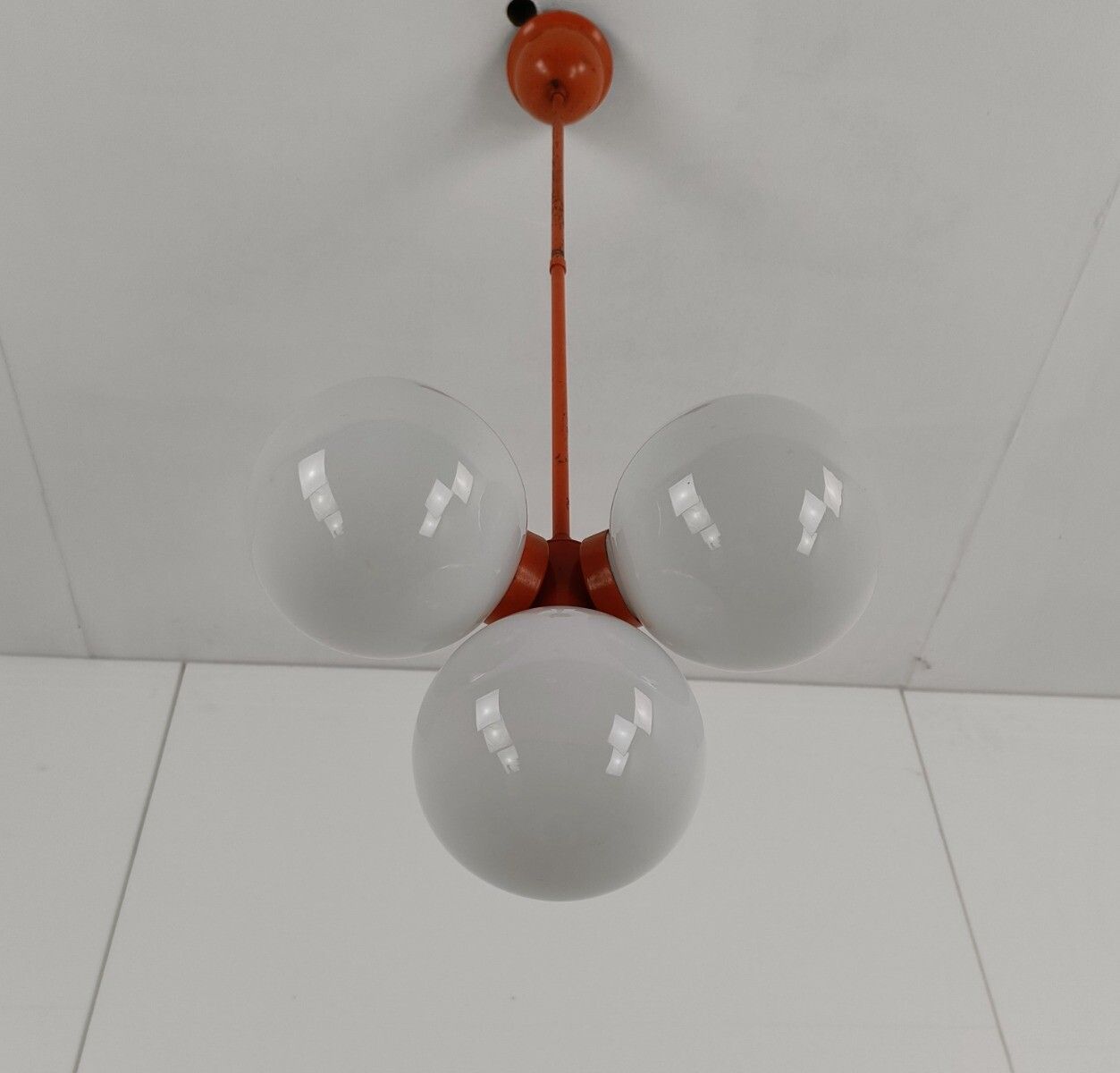 Mid Century Atomic Sputnik Chrome Chandelier 4 Art Glass Balls Design Kaiser 4 L photo furniture