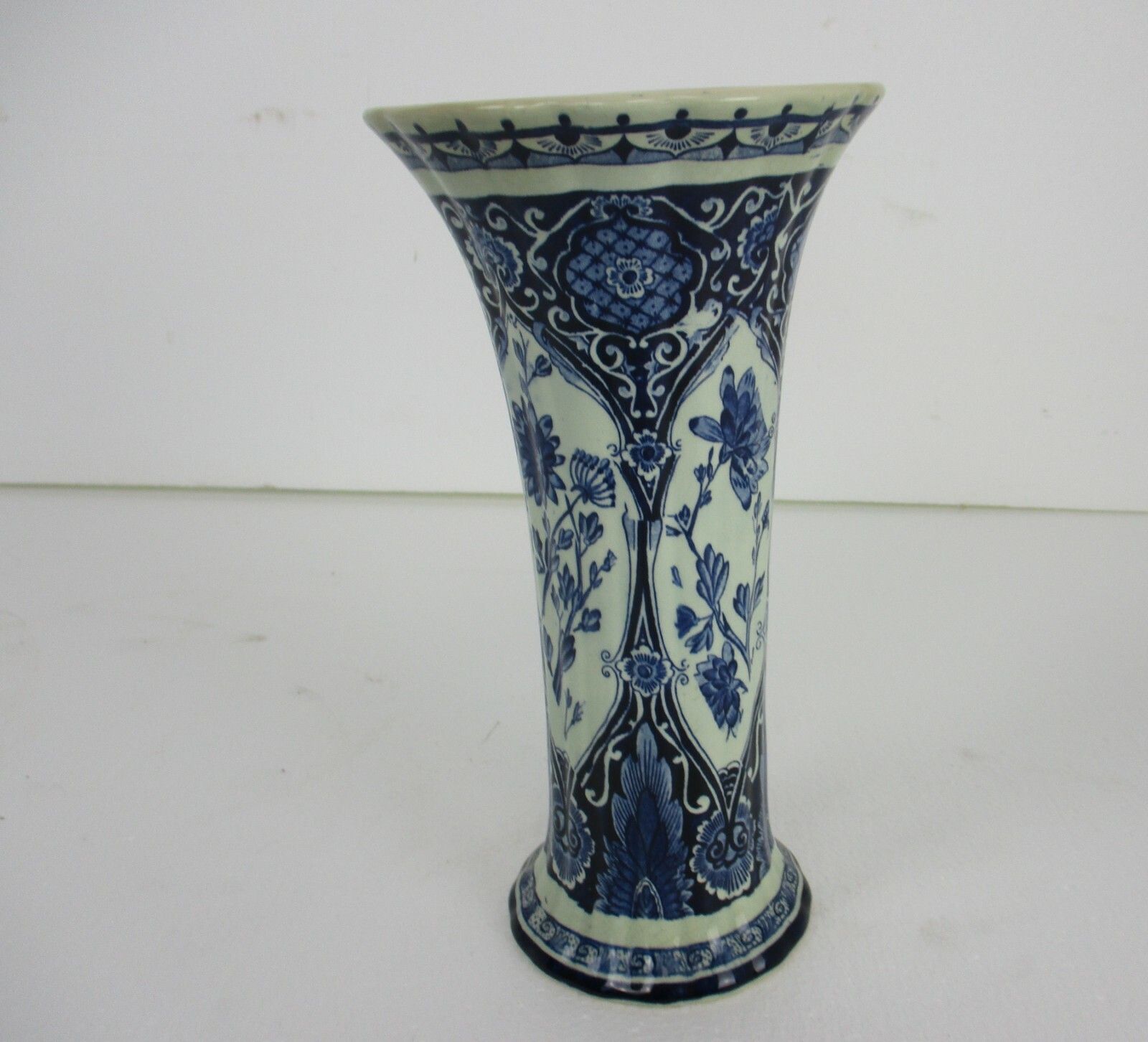 Delft Holland Blue White Porcelain Trumpet Vase  Delft Marked Antique photo furniture
