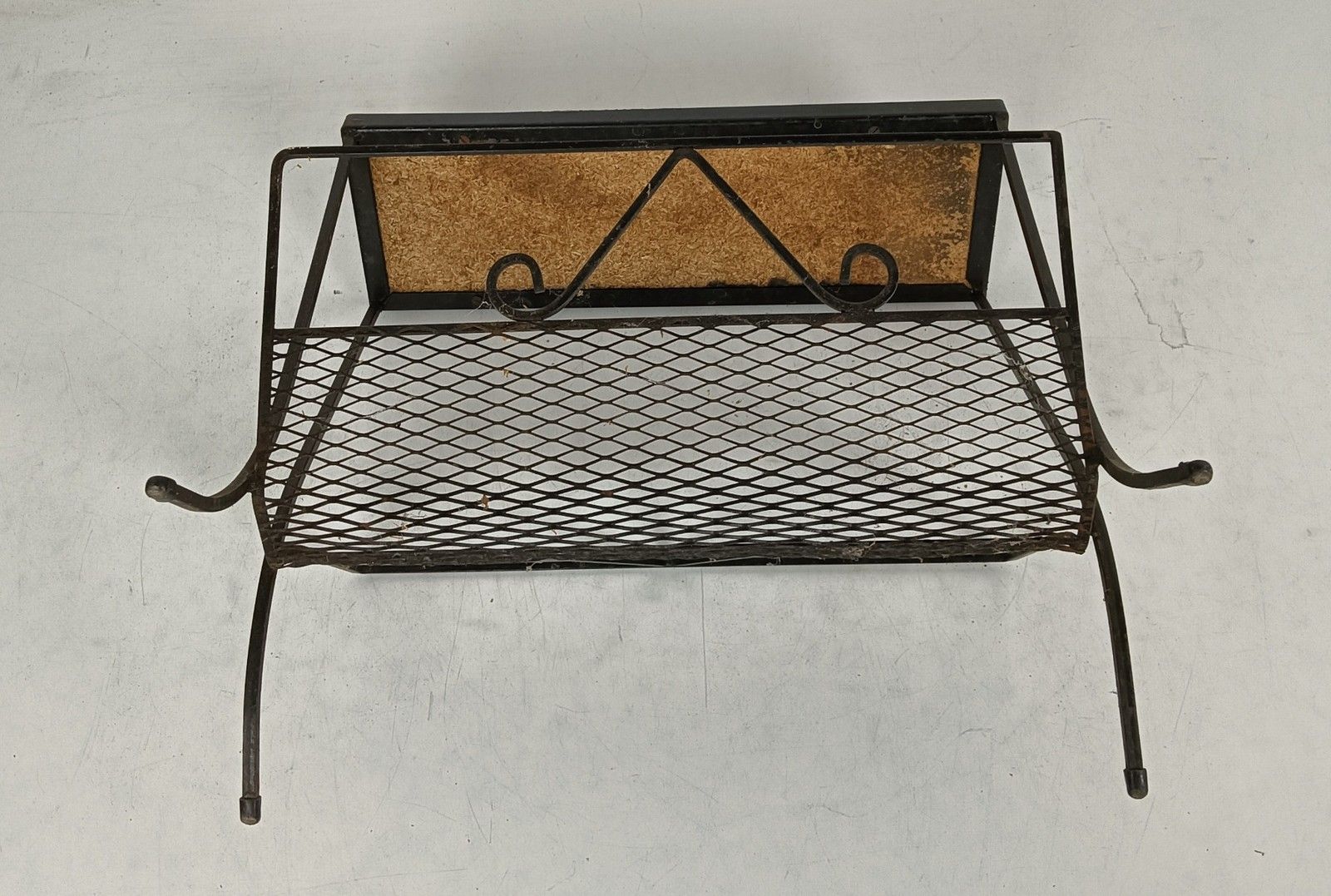 photo for sale Wrought Iron Mid Century Magazine Rack Newspaper Basket Side Table Mosaic Tiles