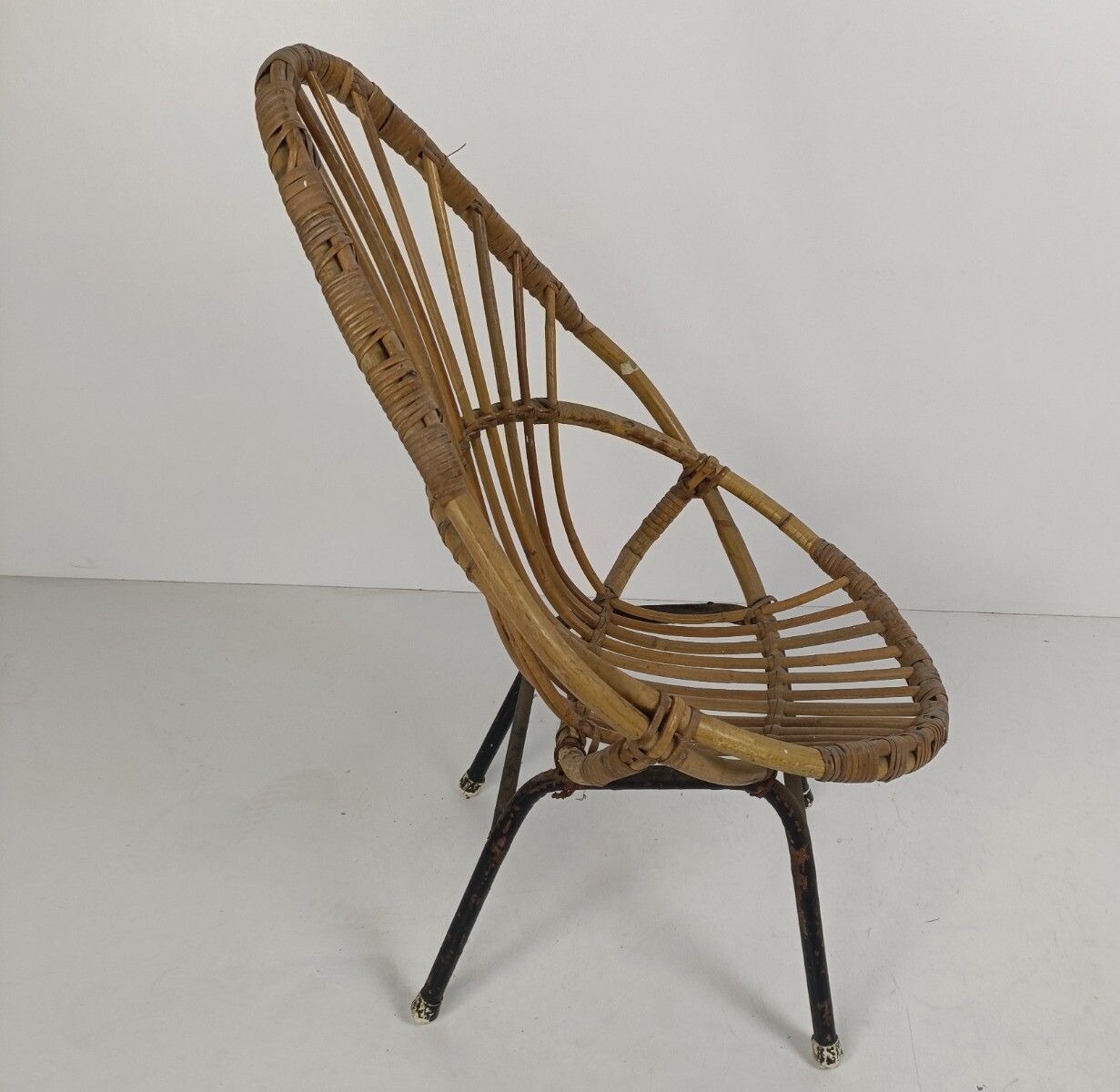 Small Child Chair Mid Century Modern Rattan Wicker  Rohé Noordwolde Funky Rare photo buy