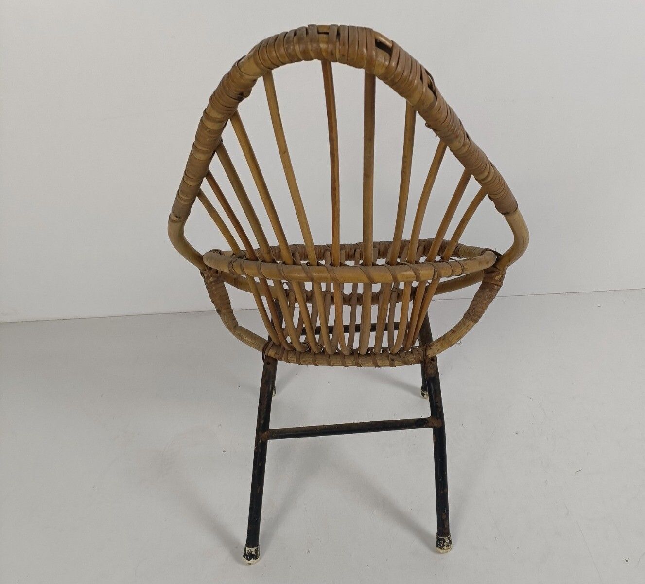 Small Child Chair Mid Century Modern Rattan Wicker  Rohé Noordwolde Funky Rare photo vintage