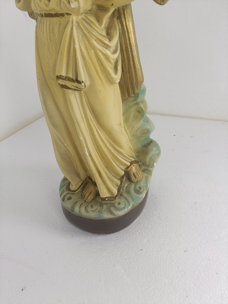 Large Antique Statue Sculpture Jesus On The Cross Crucifix Art Deco Plaster photo Art