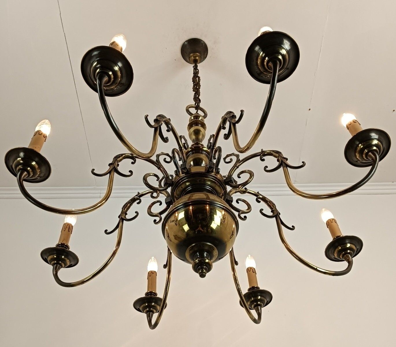 Xl Flemish Dutch Ornate Chandelier 8 Lights Arm Stunning Eagles Fish Vintage Bar photo for sale