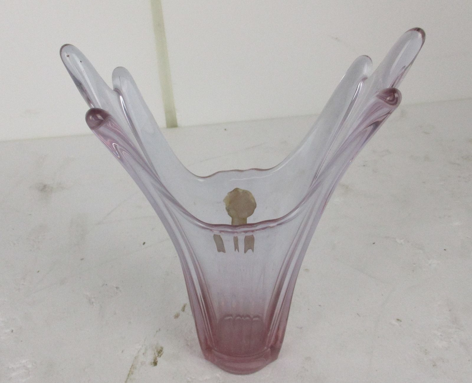 Art Glass Vase Val St Lambert Vase Pink Purple Belgium Belgian photo 121.0