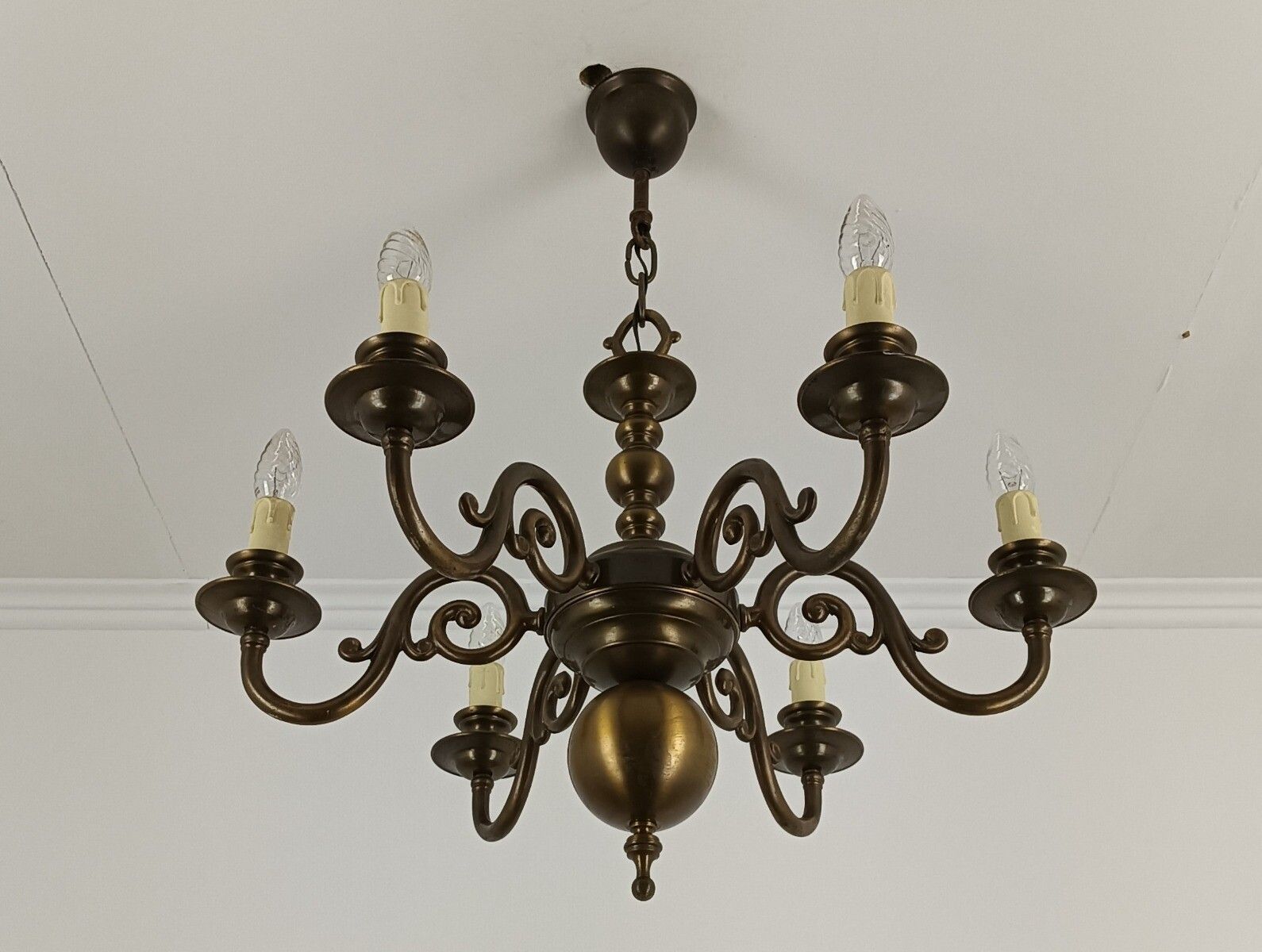 Dutch Flemish Chandelier Bronze Vintage Modernist Barn Farmhouse Style 6 Lights photo buy