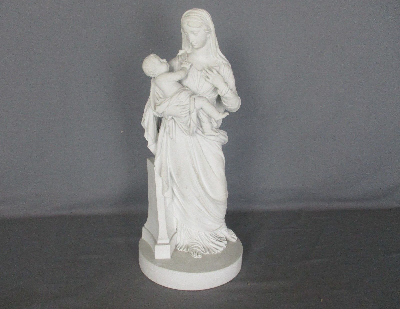 Large French Antique 1900 Bisque Statue Virgin Mary Our Lady Infant Stunning