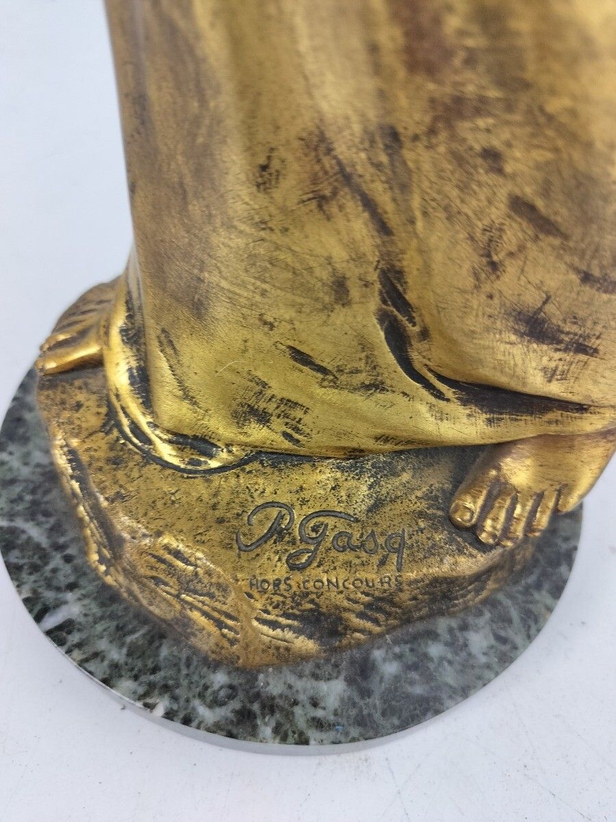 Statue Bronze The Blessing Of Christ Sacred Heart Paul Casq Bronze On Marble photo buy