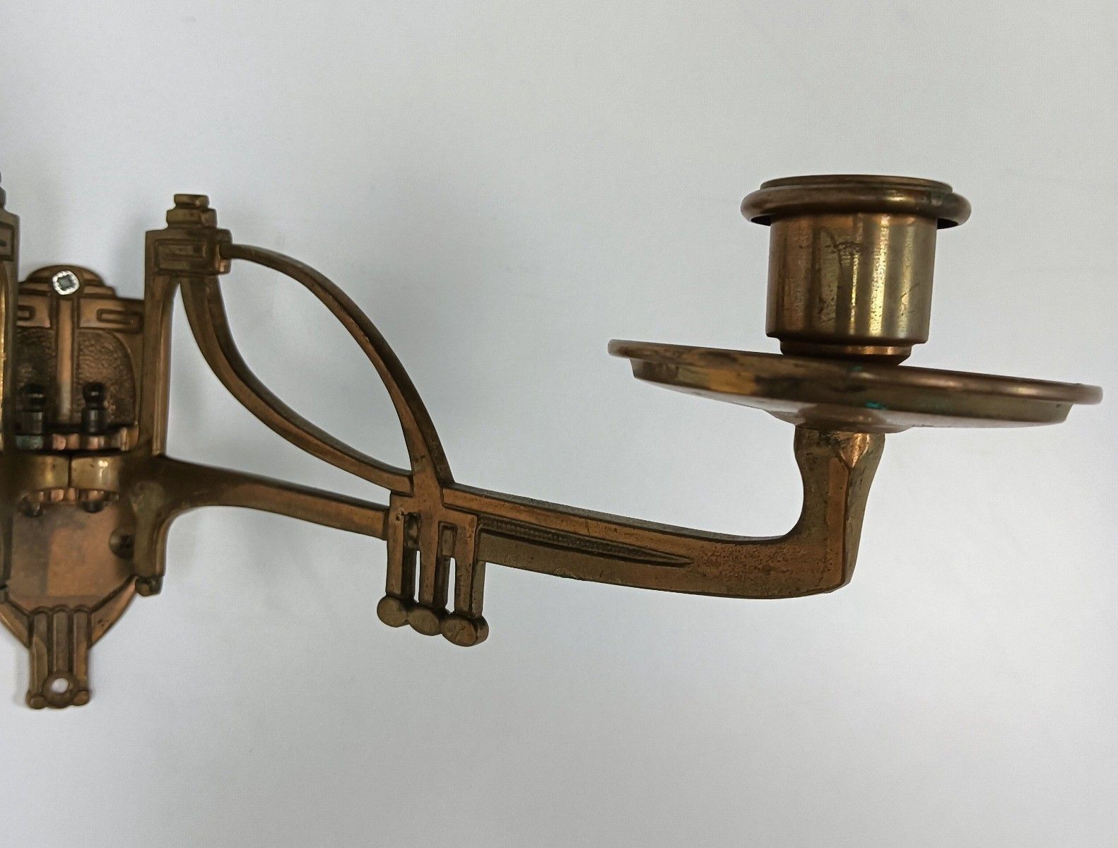 Pair Double Wall Mounted Bauhaus Messing Candle Holders Candelabras Antique Stun photo furniture