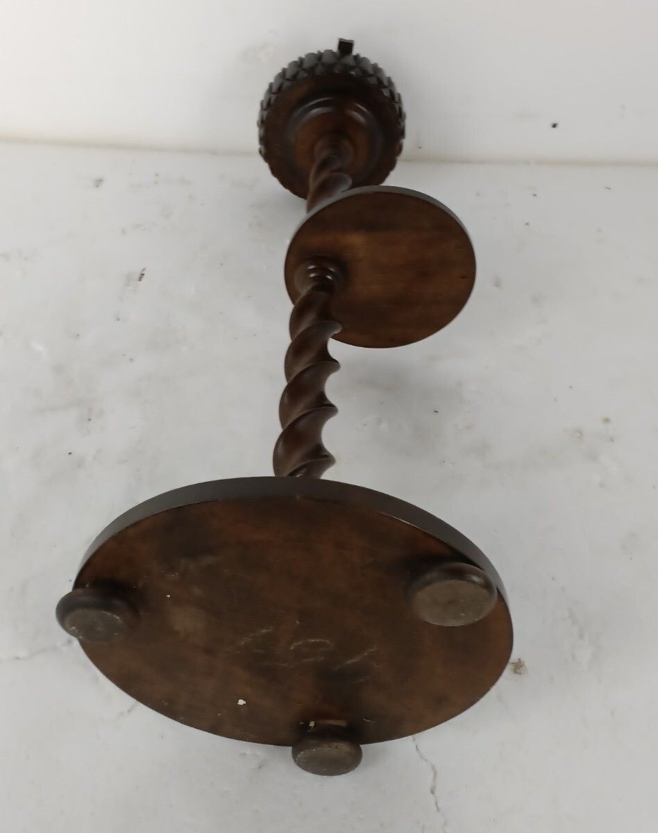 photo for sale Ornate Carved Wood 2 Tier Barley Twist Pedestal Table Plant Bonsai Stand Smokers