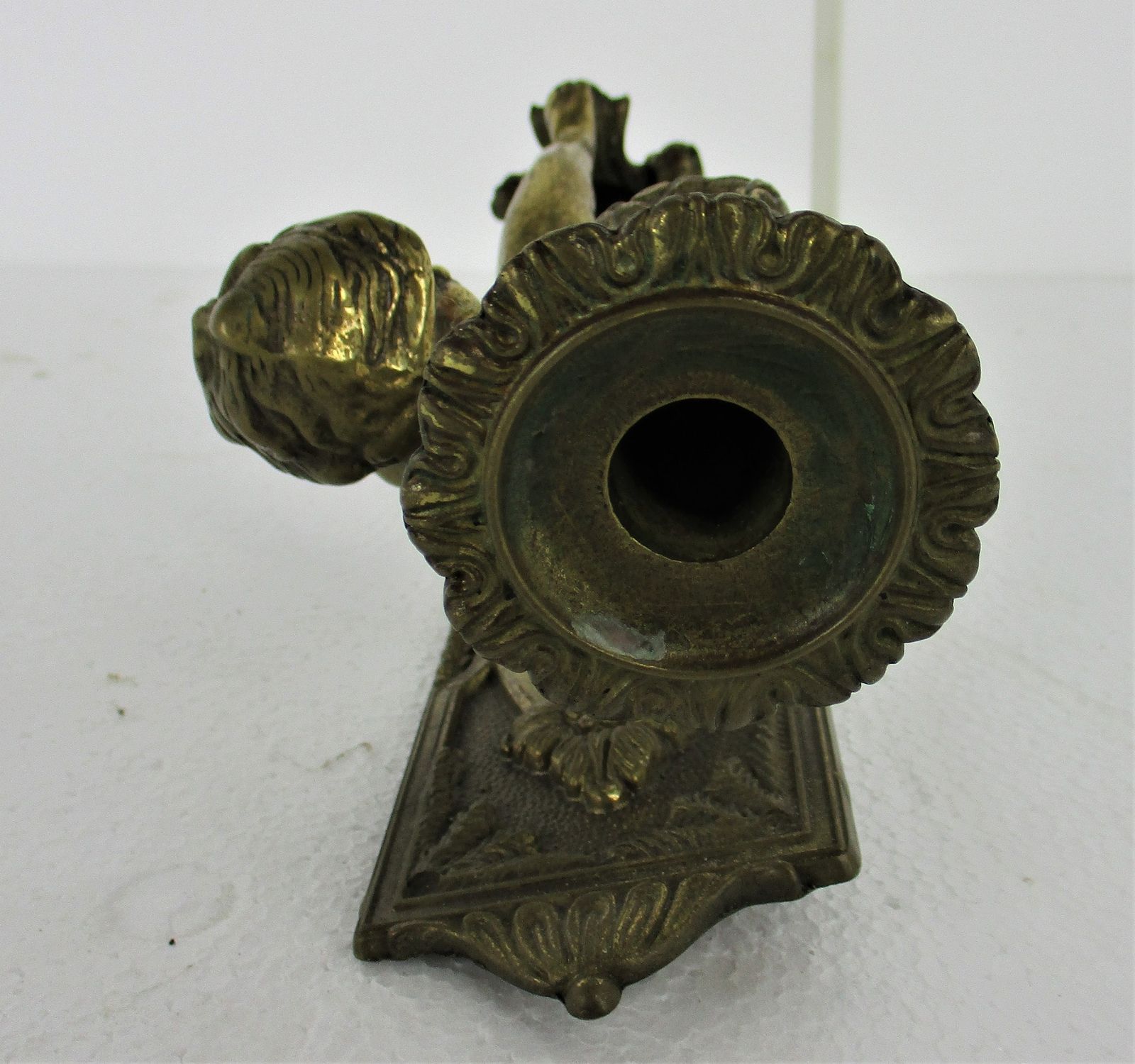 Gorgeous Wall Mounted Sconce Candle Holder Putti Cherub Angel Brass Mid Century photo 121.0
