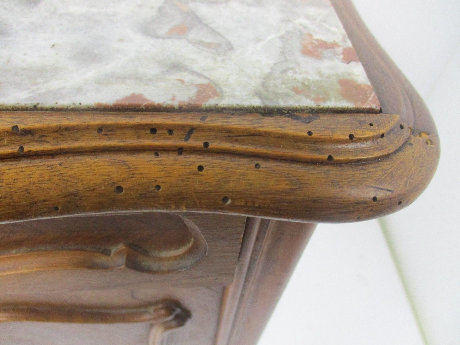 Antique  Marble Top And Inside Side Cabinet Table Night Stand Louis XV/VI Style photo 594.0