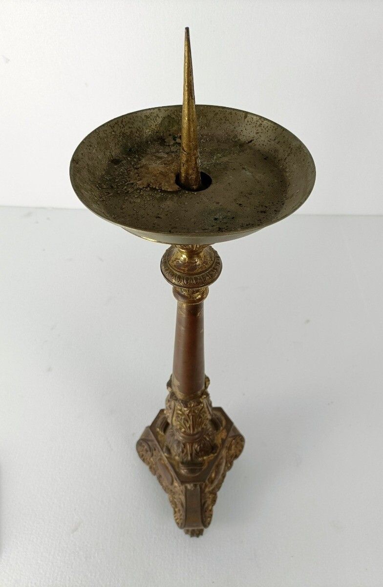 Antique 1600s Candle Holder Candle Stick Church Chapel Altar Monastery Brass photo vintage