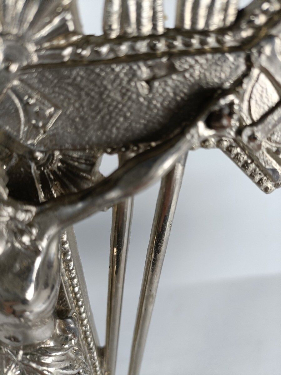 photo furniture Modernist Standing Crucifix Silver Plated Spelter Tools Of Passion Cross Jesus C