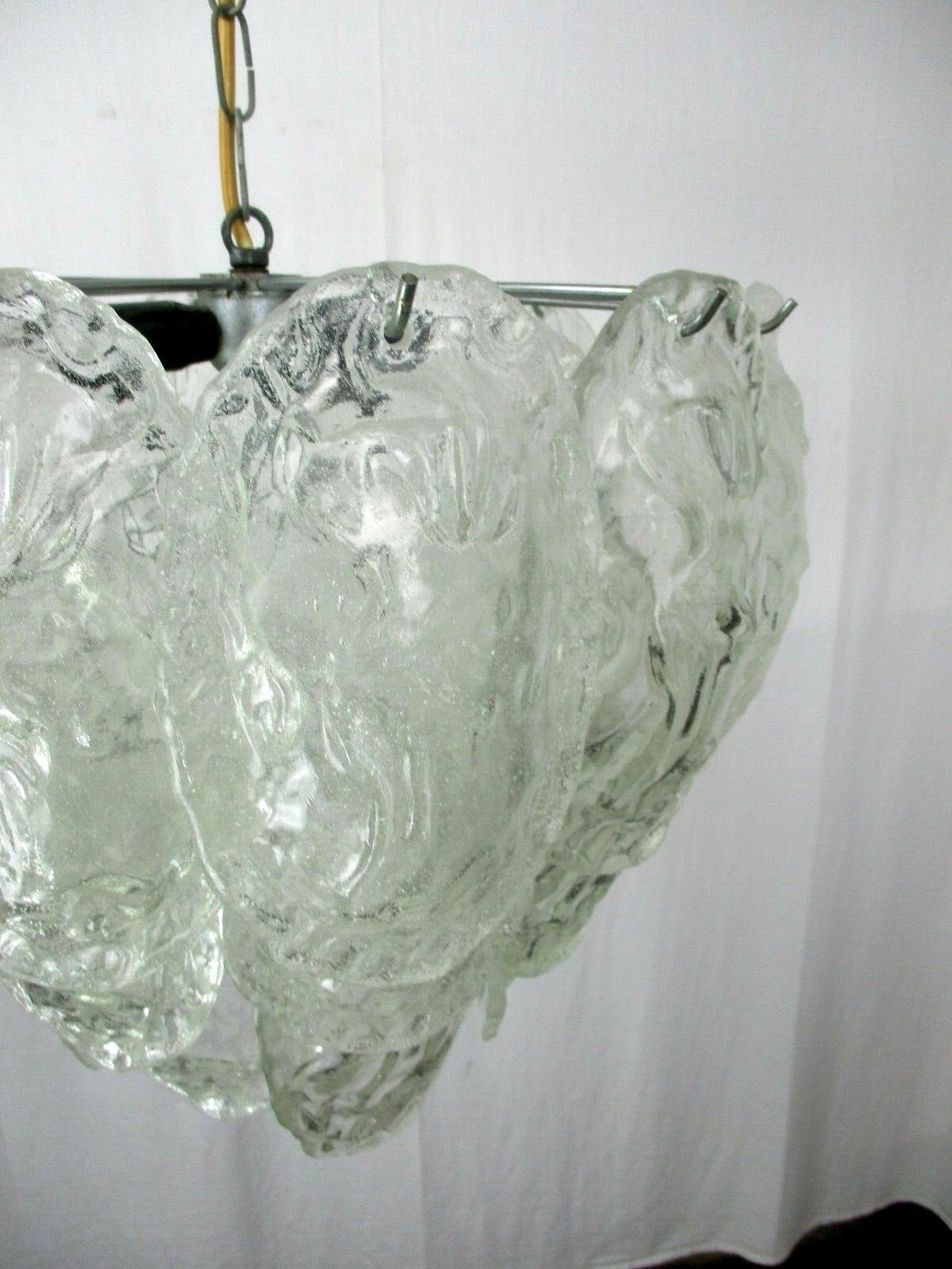 photo for sale Chandelier Pendant 4 Lights Art Glass Frosted Ice Glass Italy Vistosi  Style