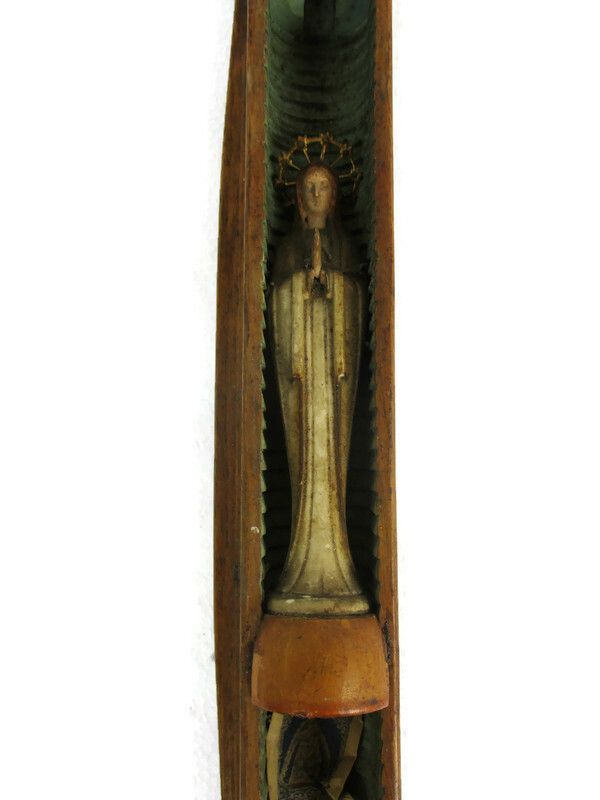 Statue Our Lady Of Ten Doorn Olv Virgin Mary Infant Jesus Folk Art Weaving Wood photo furniture