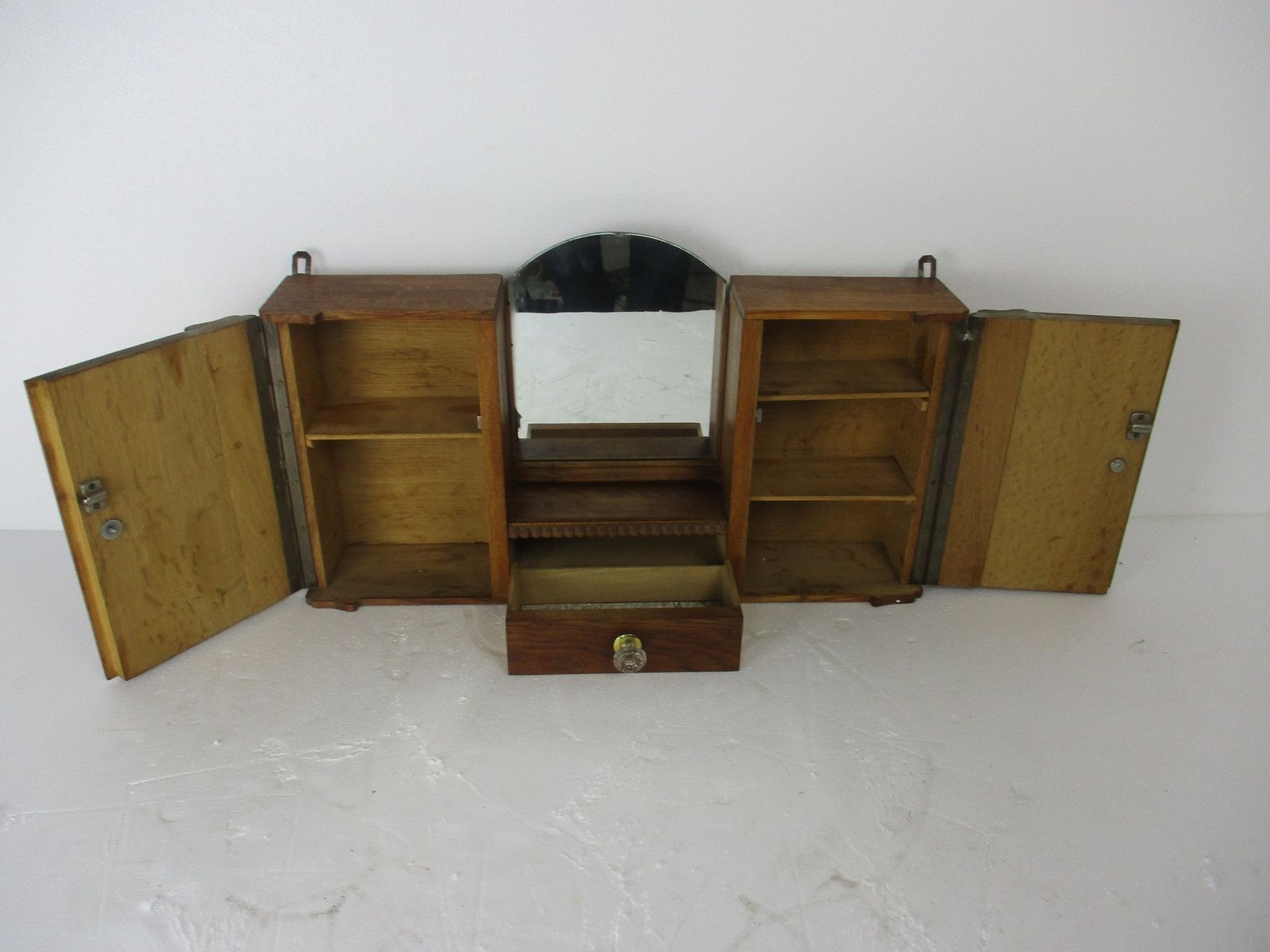 Large Double Apothecary Bathroom Medicine Kitchen Cabinet Wood Art Deco Gorgeous photo buy