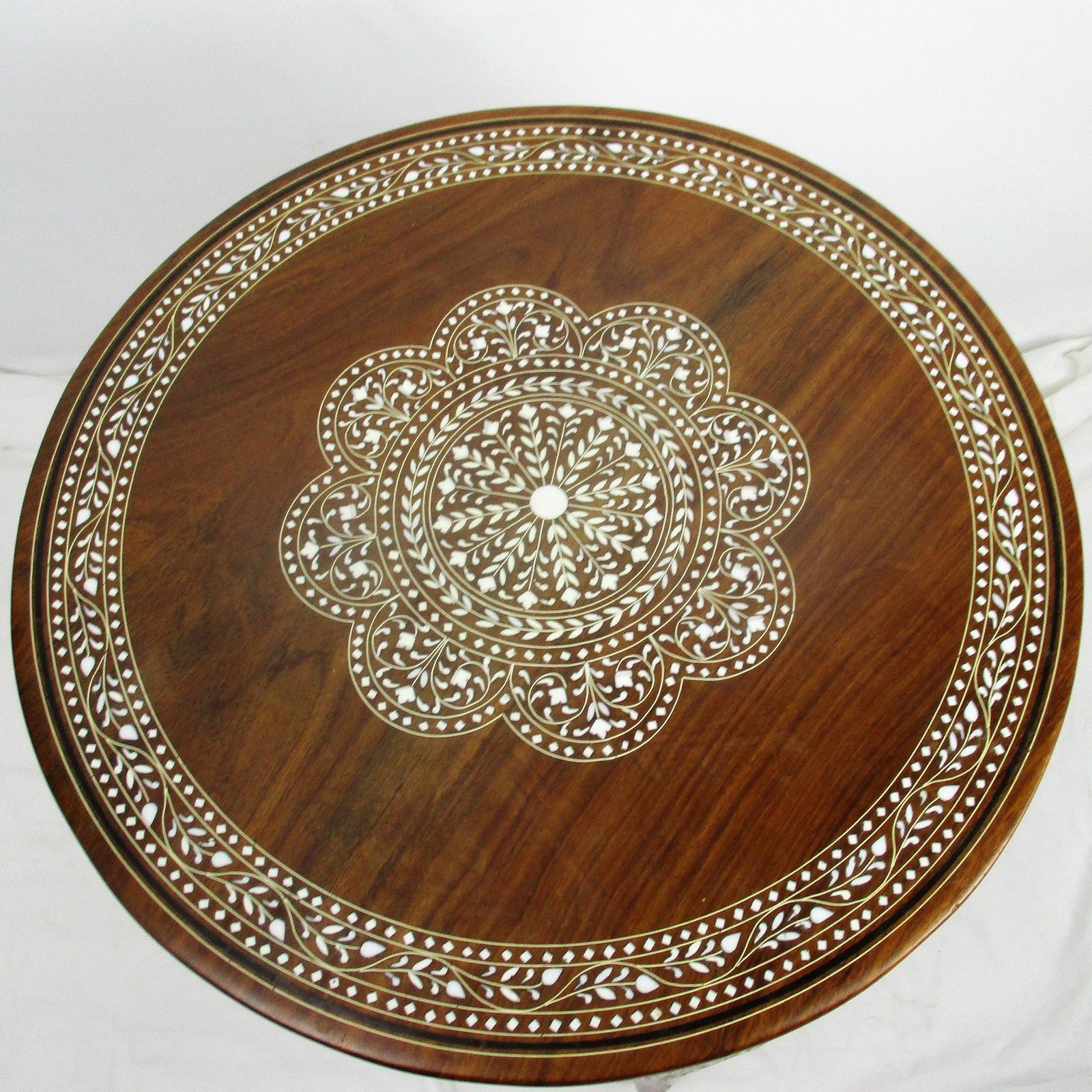Asian Style Side Occasional Coffee Tea Table Ornate Elephant Legs Inlay Wood photo vinterior