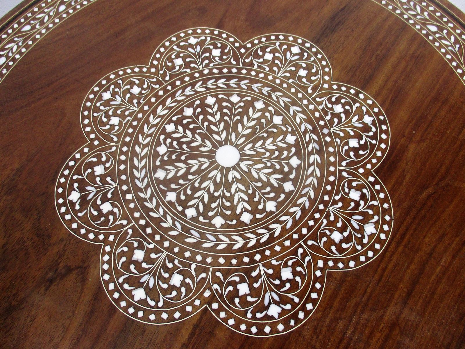 Asian Style Side Occasional Coffee Tea Table Ornate Elephant Legs Inlay Wood photo buy