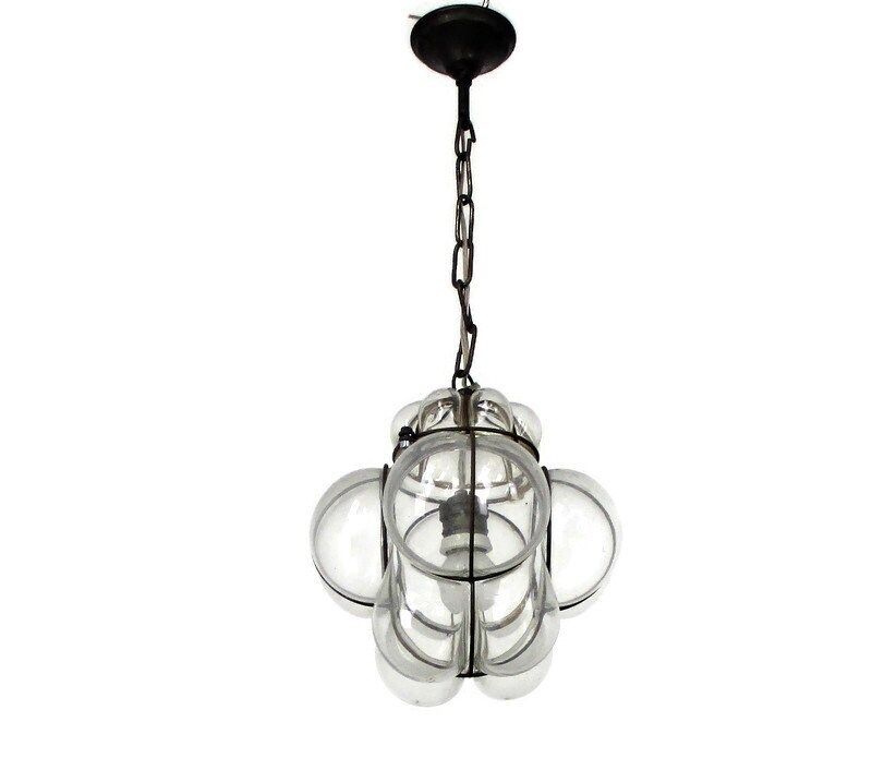Caged Pendant Chandelier Clear Art Glass Ceiling Light Ali Baba Style Lamp Era M
