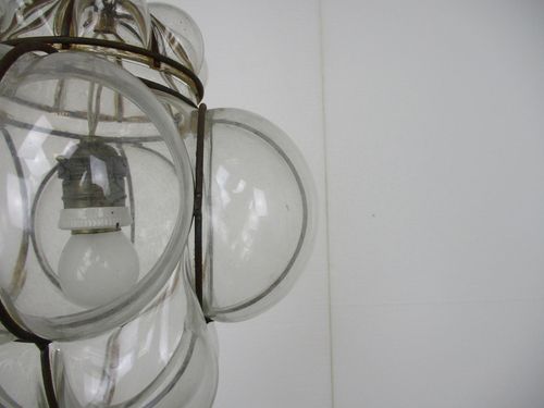 Caged Pendant Chandelier Clear Art Glass Ceiling Light Ali Baba Style Lamp Era M photo vinterior