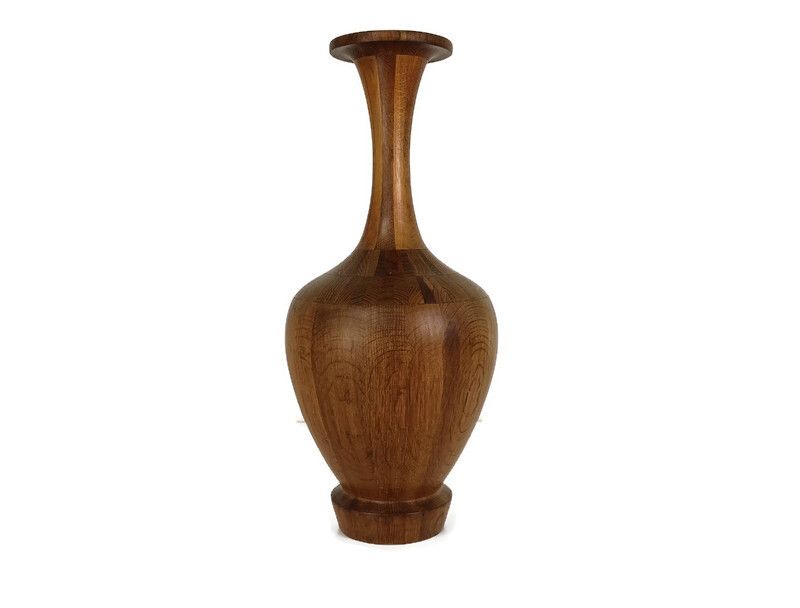 Gorgeous Mid Century Hardwood Art Vase By Maurice Bonami For De Coene Frères, B photo furniture