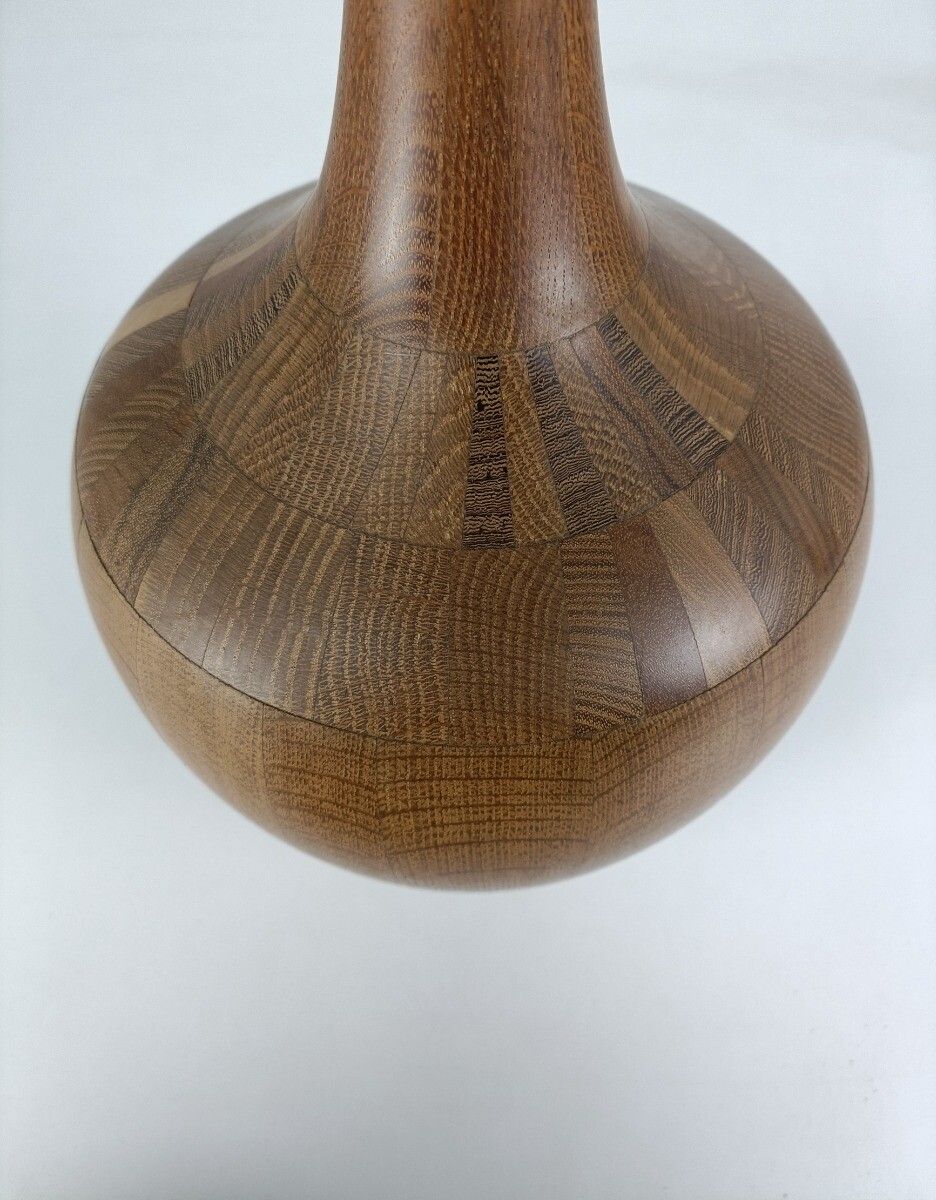 Gorgeous Mid Century Hardwood Art Vase By Maurice Bonami For De Coene Frères, B photo buy