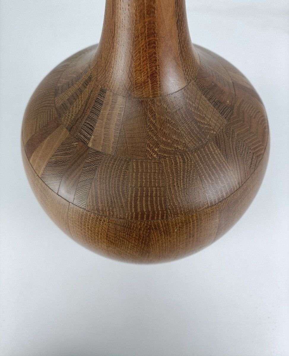 Gorgeous Mid Century Hardwood Art Vase By Maurice Bonami For De Coene Frères, B photo vintage