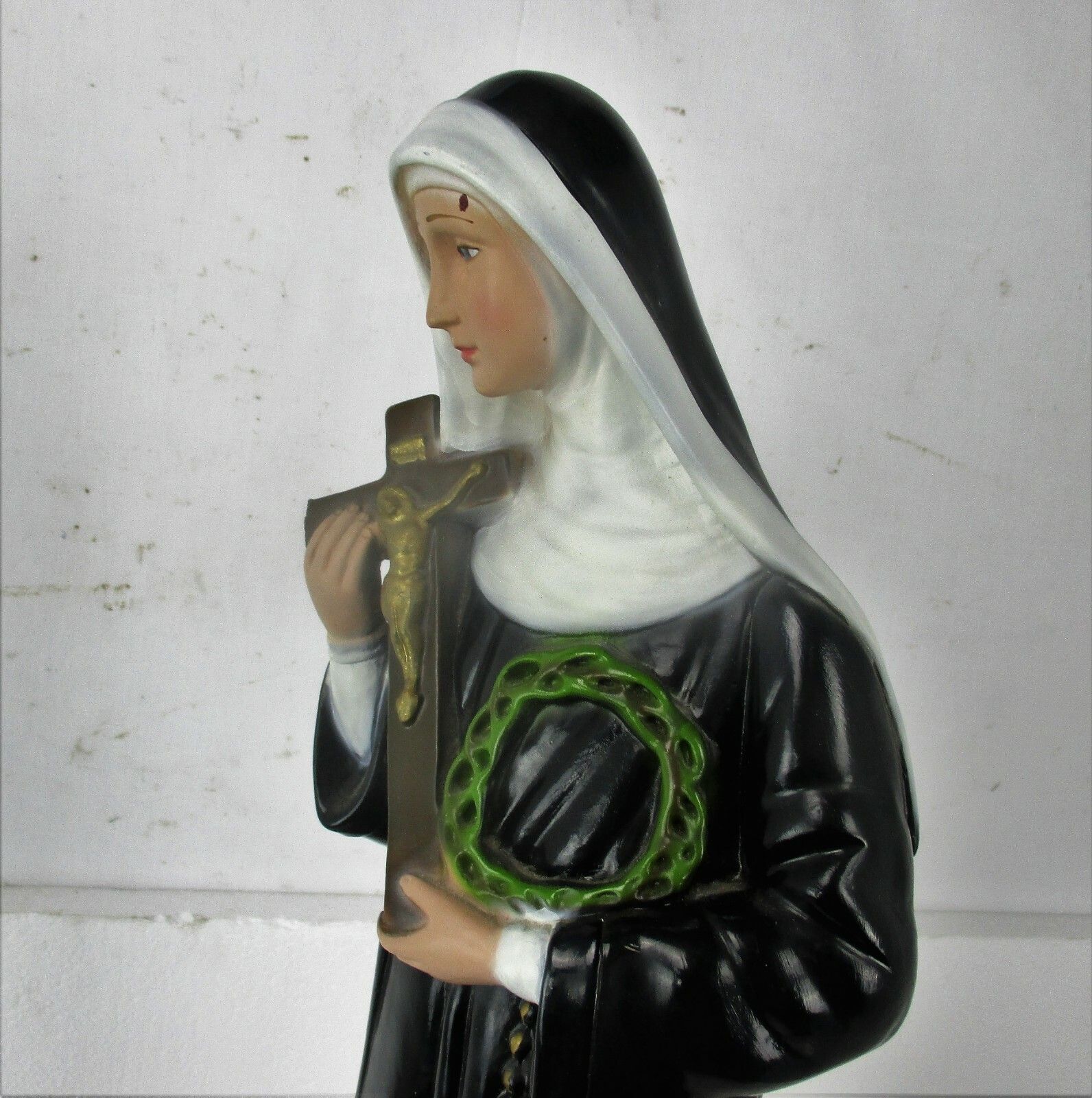 Large Statue St Saint Rita Of Cascia Resin Patroness Impossible Causes Htf 23" photo vintage