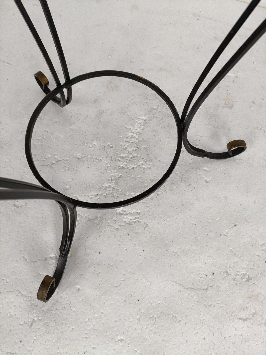 Side Round Table Plant Stand Ceramic Tiles  Mosaic Wrought Iron Legs Lovely Vint photo vinterior