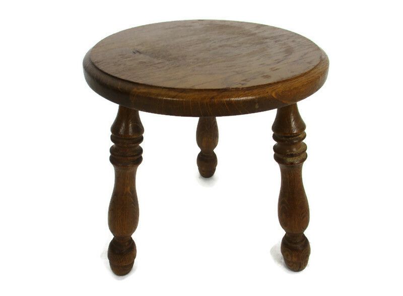 Vintage Wood  Side Wine Table Pedestal Plant Bonsai Stand Milking Stool Country