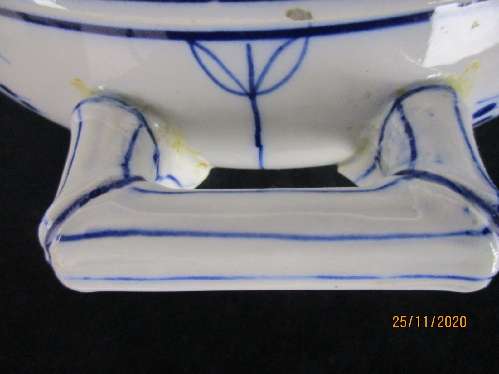 Antique Royal Copenhagen Blue Fluted Soup Tureen Dish Marked Sarreguemines 1875 photo for sale