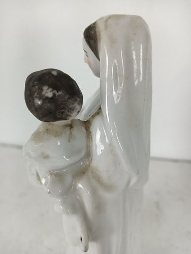 Antique 1900 Vieux Paris Porcelain Bisque Statue Virgin Mary Madonna With Infant photo 113.0