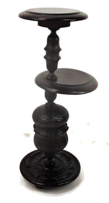 Gorgeous Ornate Hand Carved Wood Display Side Table Pedestal Plant Bonsai Stand