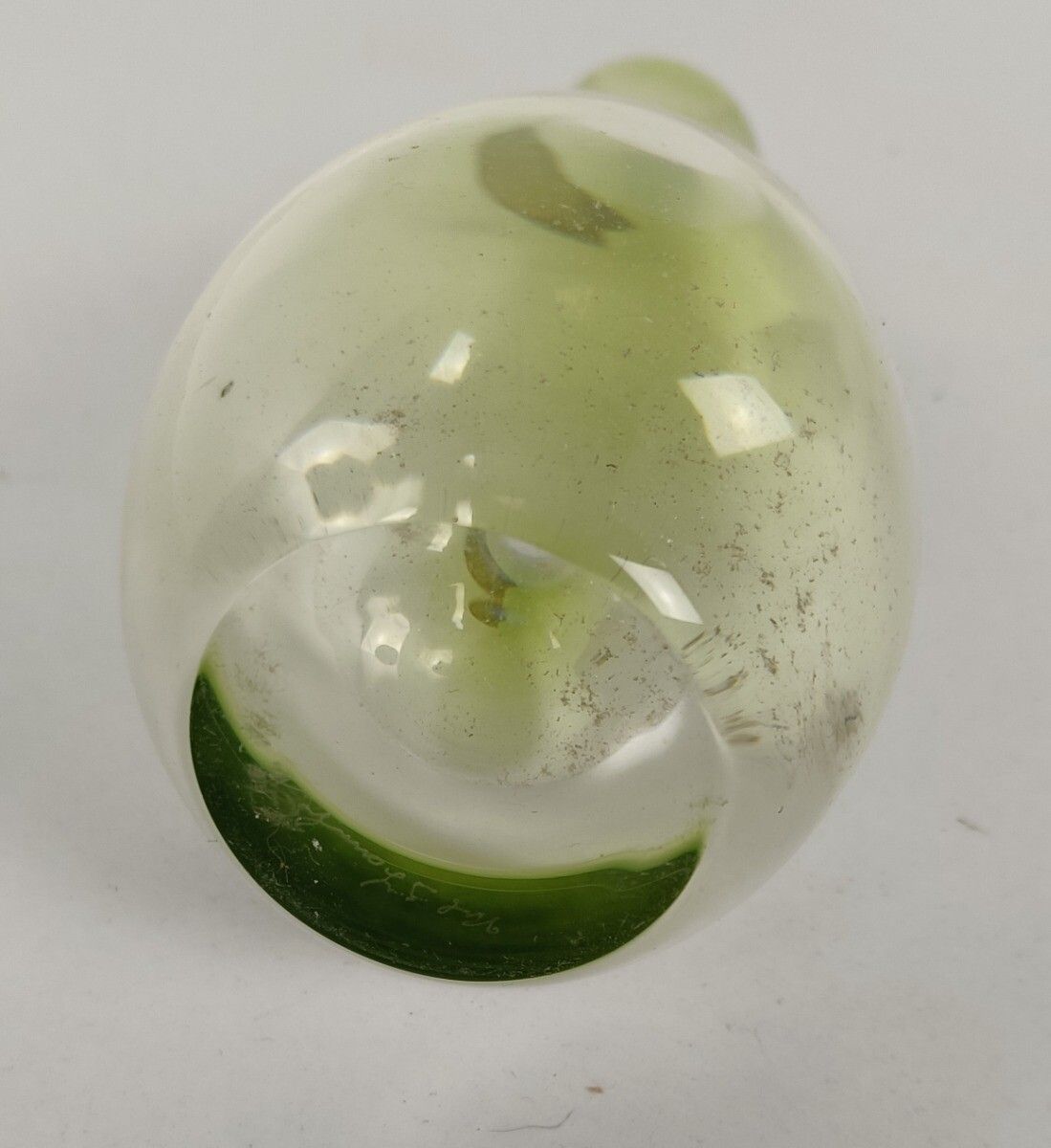 Small Green Crystal Val St Lambert Vase Delvenne Belgium Vintage photo vinterior