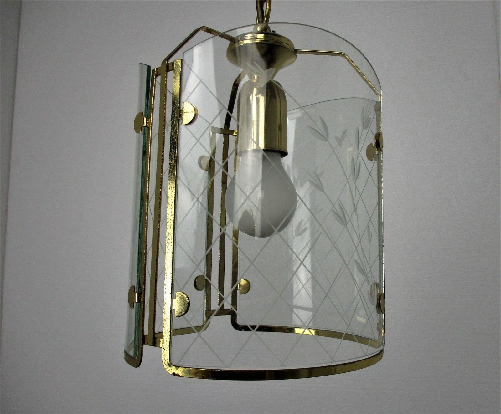 Lantern Ornate Chandelier Pendant Mid Century Modern Gold Plated Art Glass photo 167.0