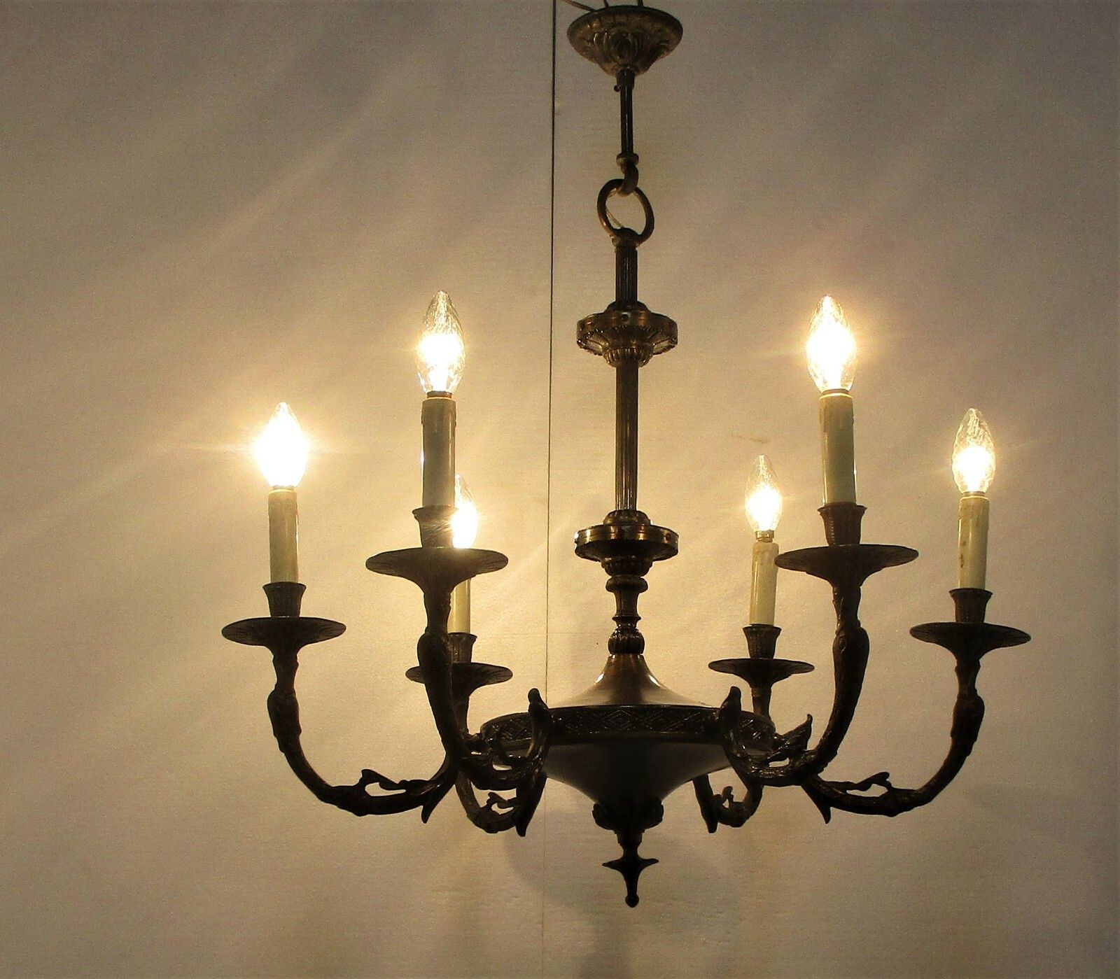6 Arm Lights Pan Chandelier Revival French Empire Style Silver Colored Metal photo buy