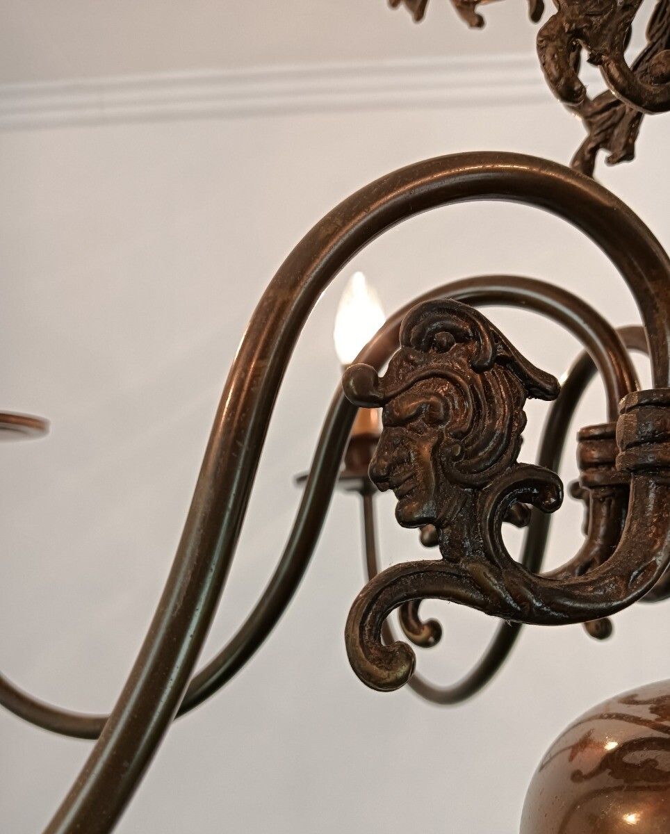 Exquisite Flemish Dutch Chandelier Brass Cupids Lovely 8 Lights Arm Farmhouse St photo buy