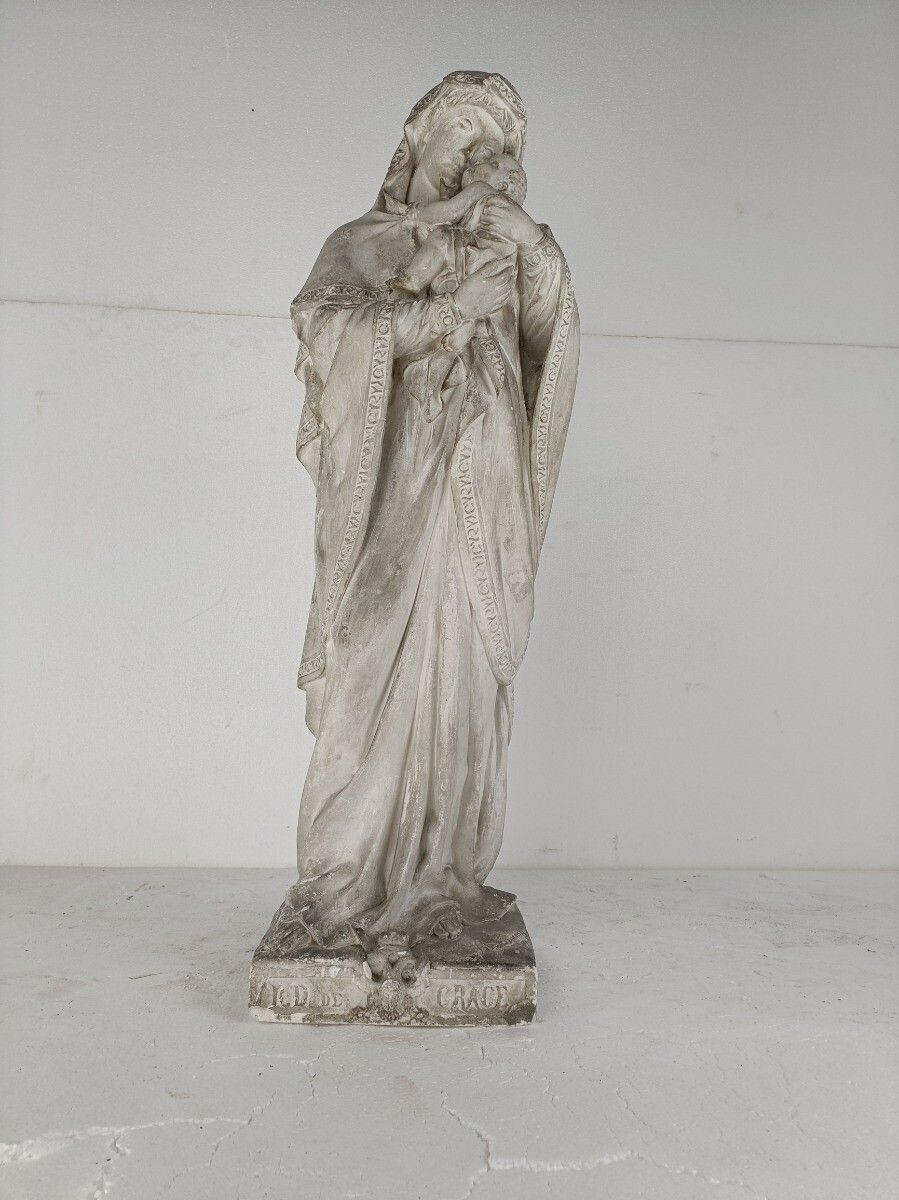 Statue Notre Dame De Grace Plaster Xl Church Chapel Our Lady Of Grace Collector photo furniture