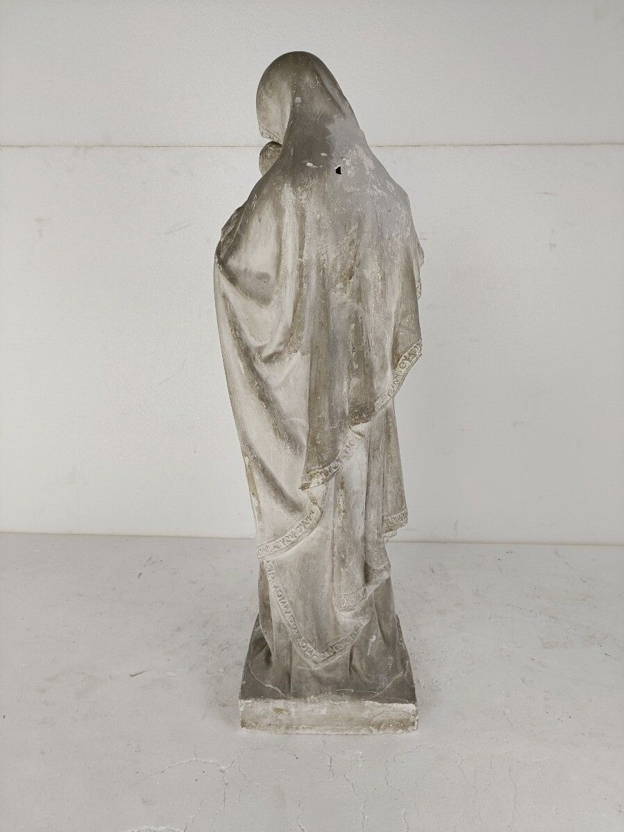 Statue Notre Dame De Grace Plaster Xl Church Chapel Our Lady Of Grace Collector photo vintage