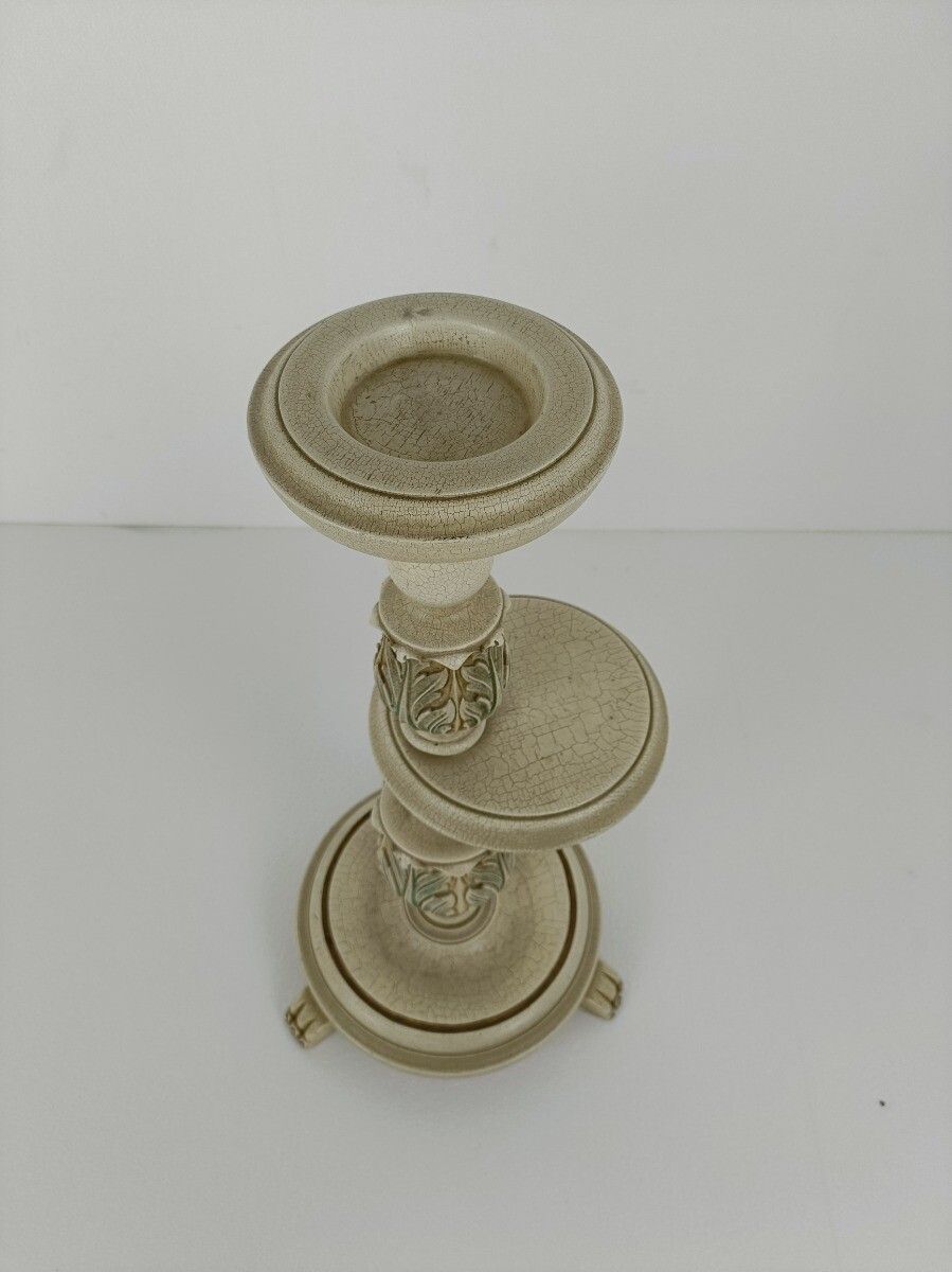 French Provincial Extremely Rare Pedestal Plant Stand Side Table White Crackele photo Furniture