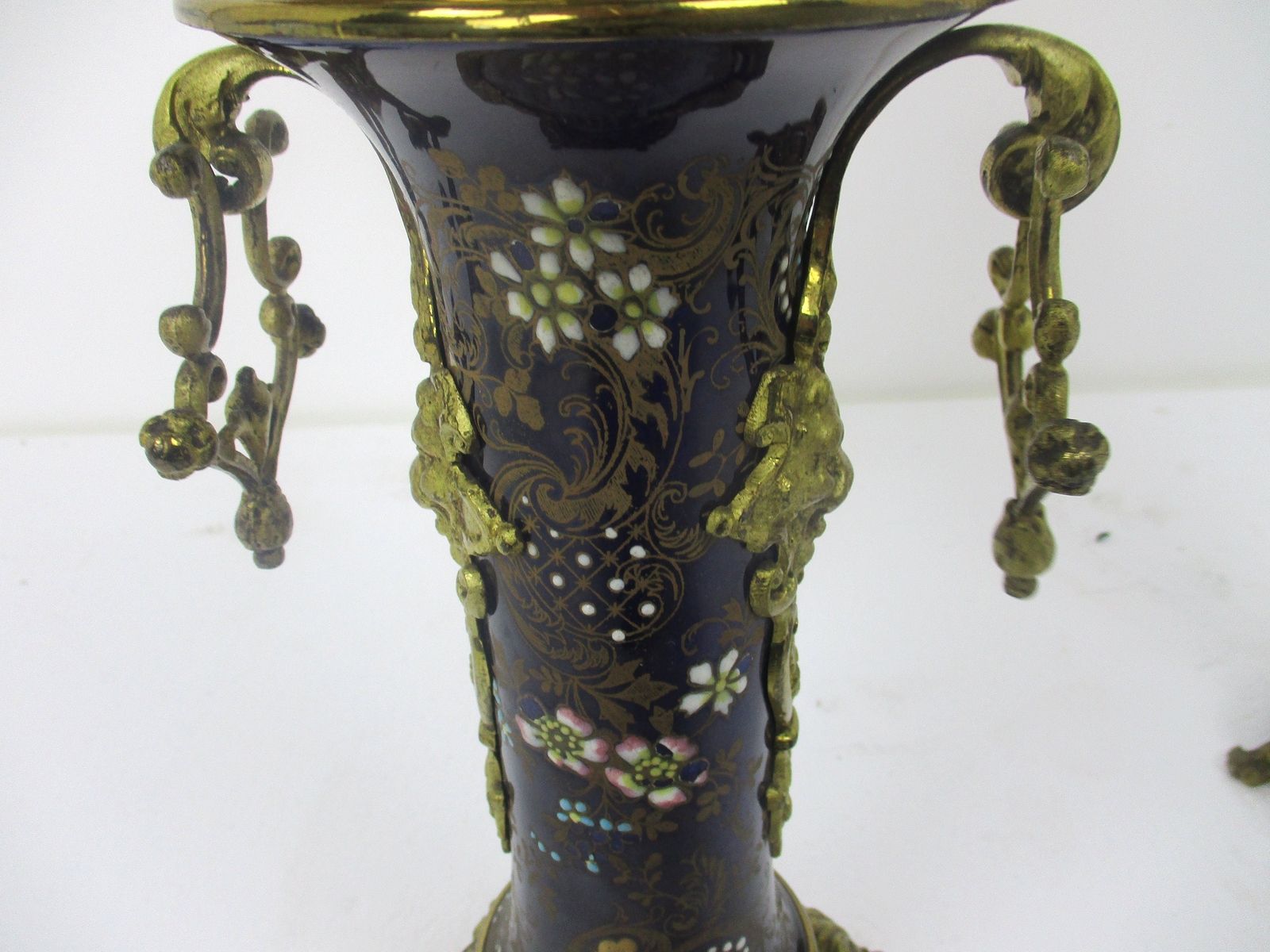 photo furniture Couple Candle Holders Brass Porcelain Enamel  Ornate Stylish Candelabra 5 Arm