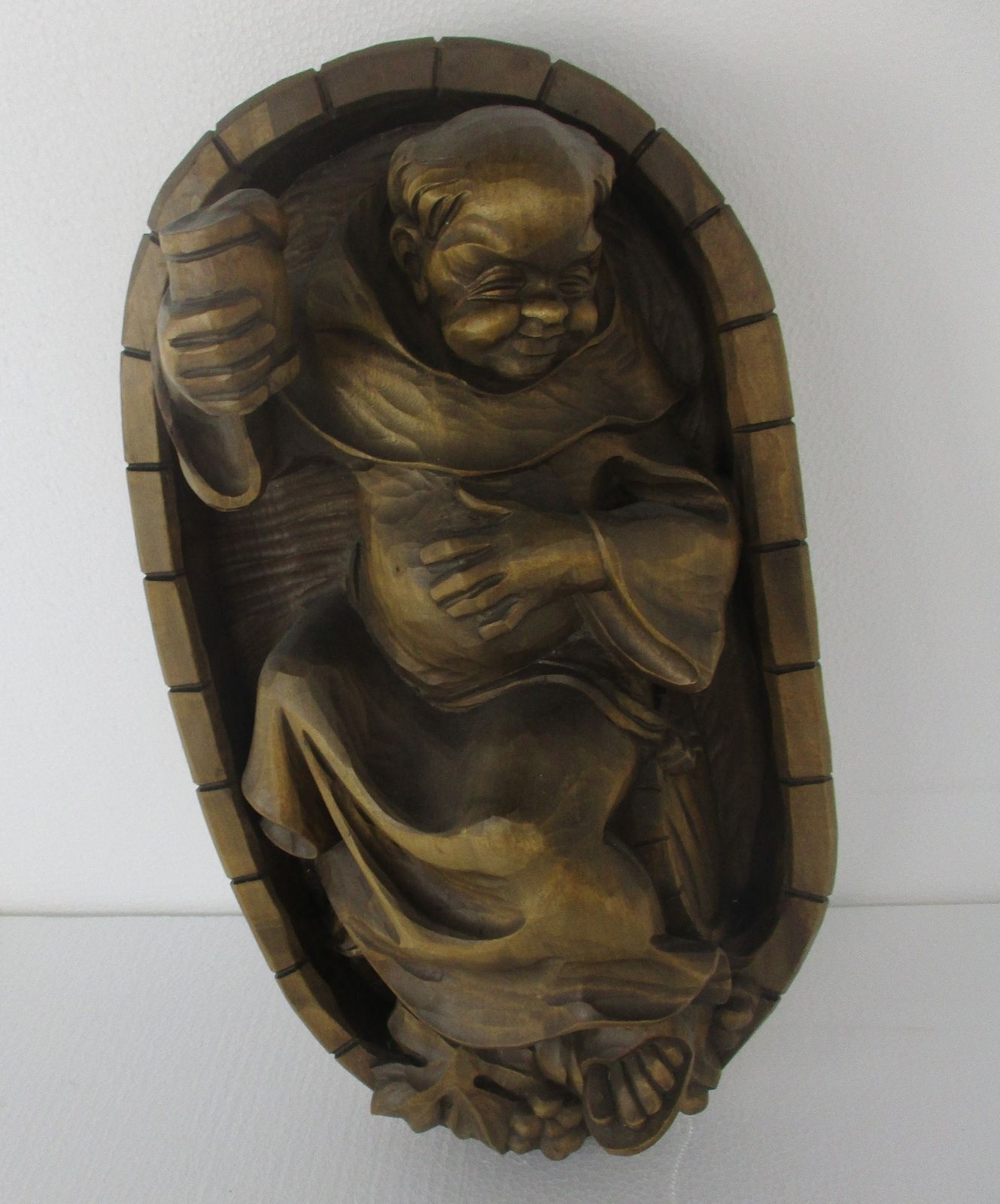 Hand Carved Wood Statue  Piece Of Art Figure Abt Brewery Wall Hanging photo furniture