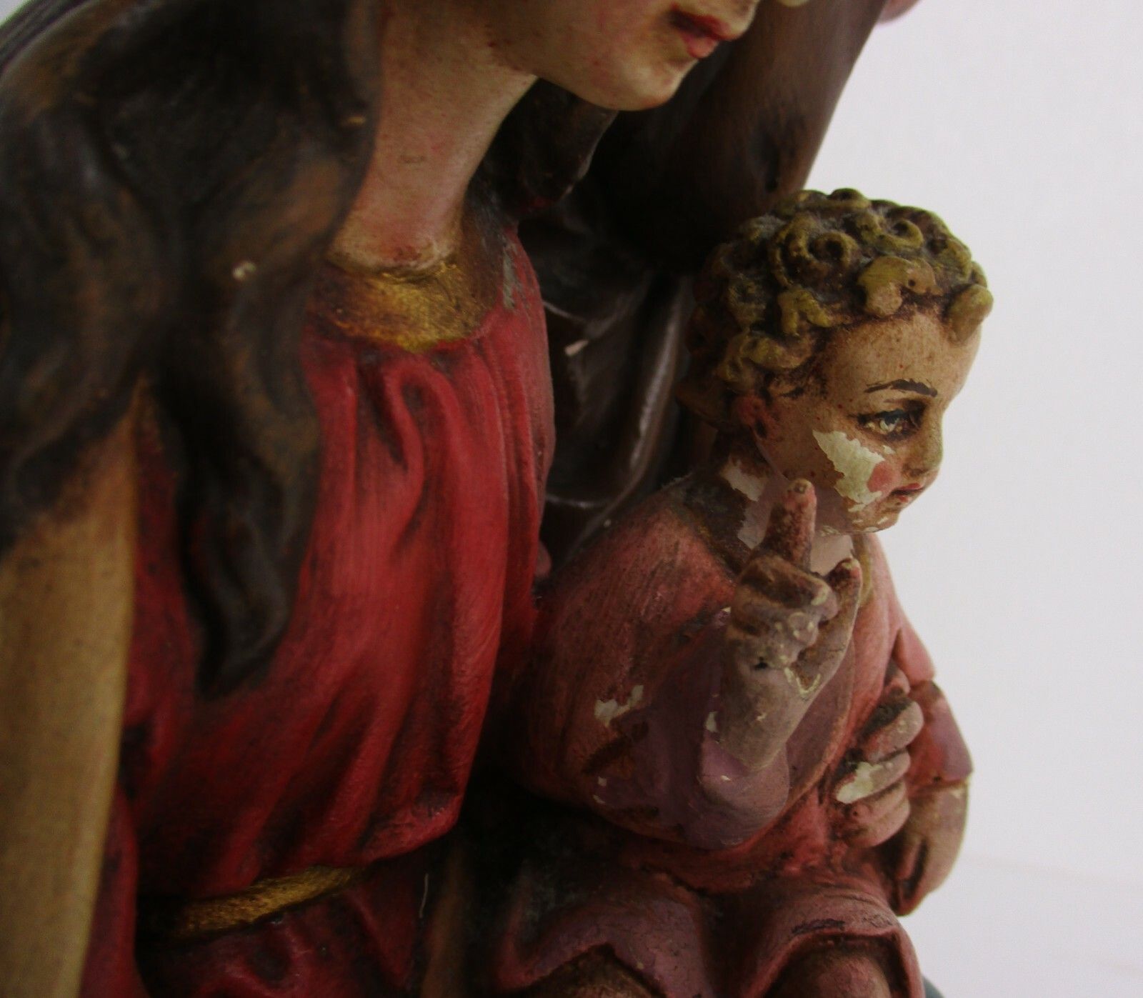 Statue Holy Family Saint Joseph Virgin Mary Child Polychrome Plaster Gorgeous photo 204.0