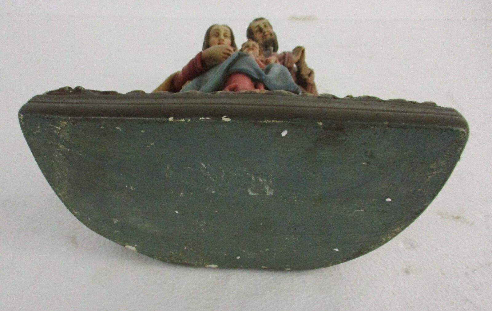 Statue Holy Family Saint Joseph Virgin Mary Child Polychrome Plaster Gorgeous photo vintage