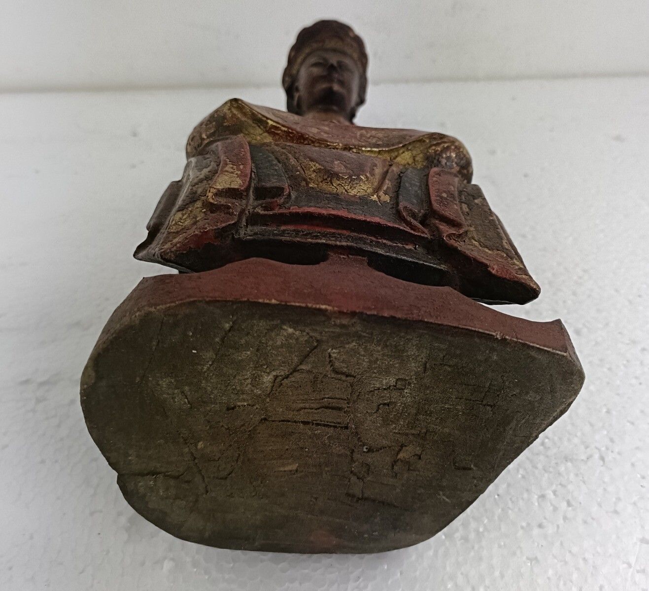 photo for sale Gorgeous Hand Carved Wooden Statue Sculpture Chinese Emperor Gold Touches