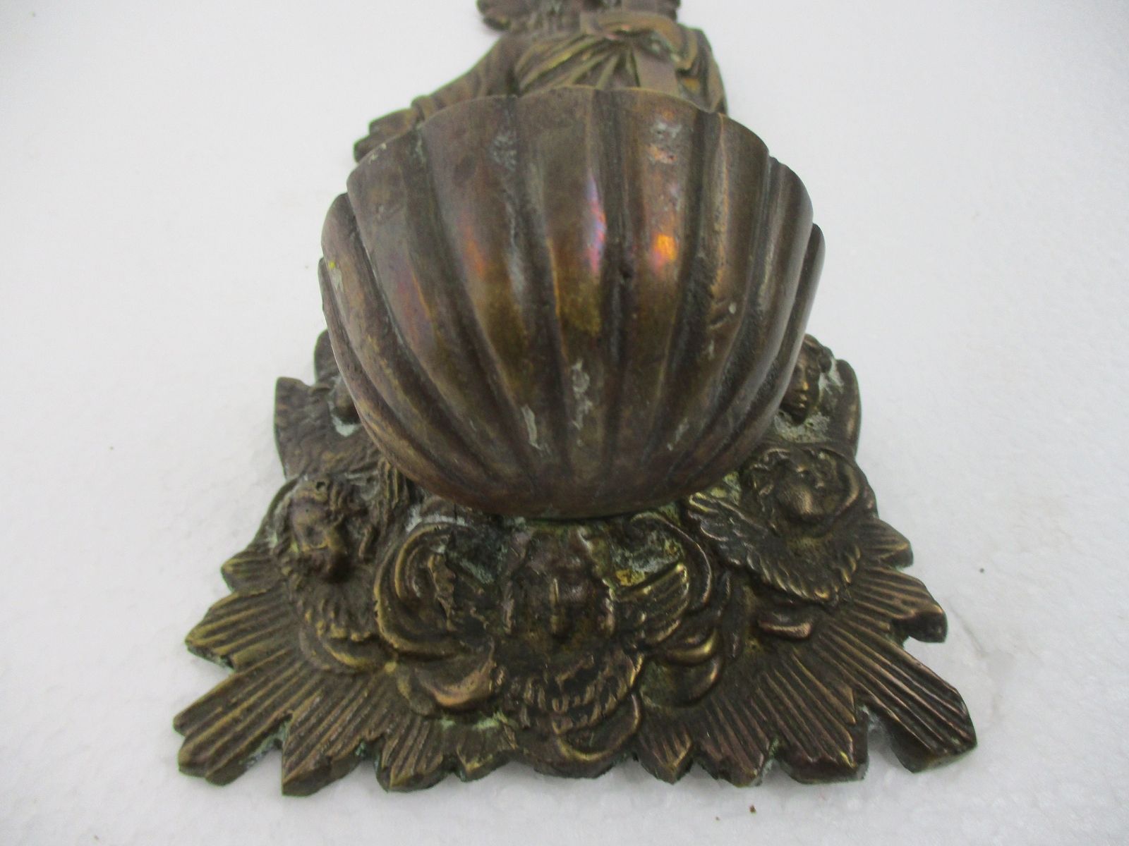 Bronze Embossed Holy Water Font Jesus Christ Crucifix Hanging Vessel With Lid Ex photo Home Decor