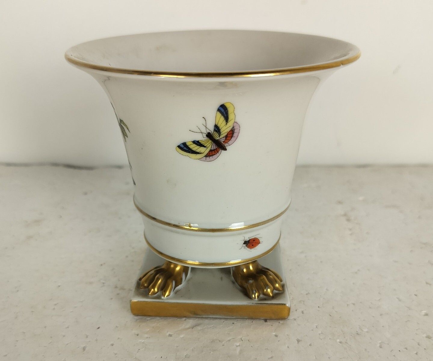 Jardiniere Nail Vase Herend Hungary Footed Paw Legs Rothschilds Birds Butterflie photo furniture
