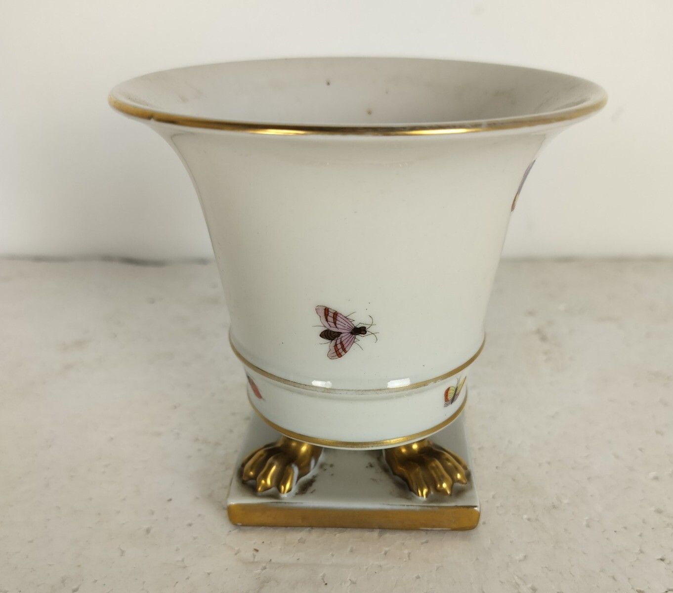 Jardiniere Nail Vase Herend Hungary Footed Paw Legs Rothschilds Birds Butterflie photo Home Decor