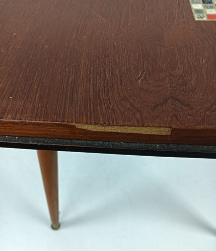 Furniture Teak Vintage Retro Table Ceramic Tiles Mosaic Pattern Funky Coffee Occasional Ta photo